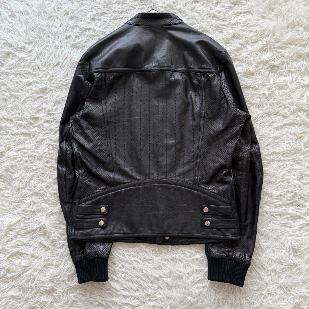 【グッチ】トムフォード期　レザージャケット　黒　48 パンチングレザー