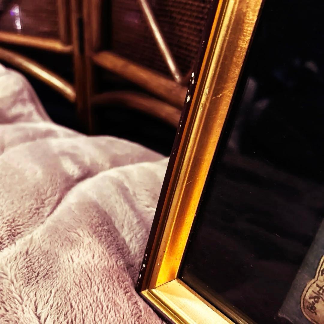 浮世絵 信州 川中嶋 金色フレーム付き