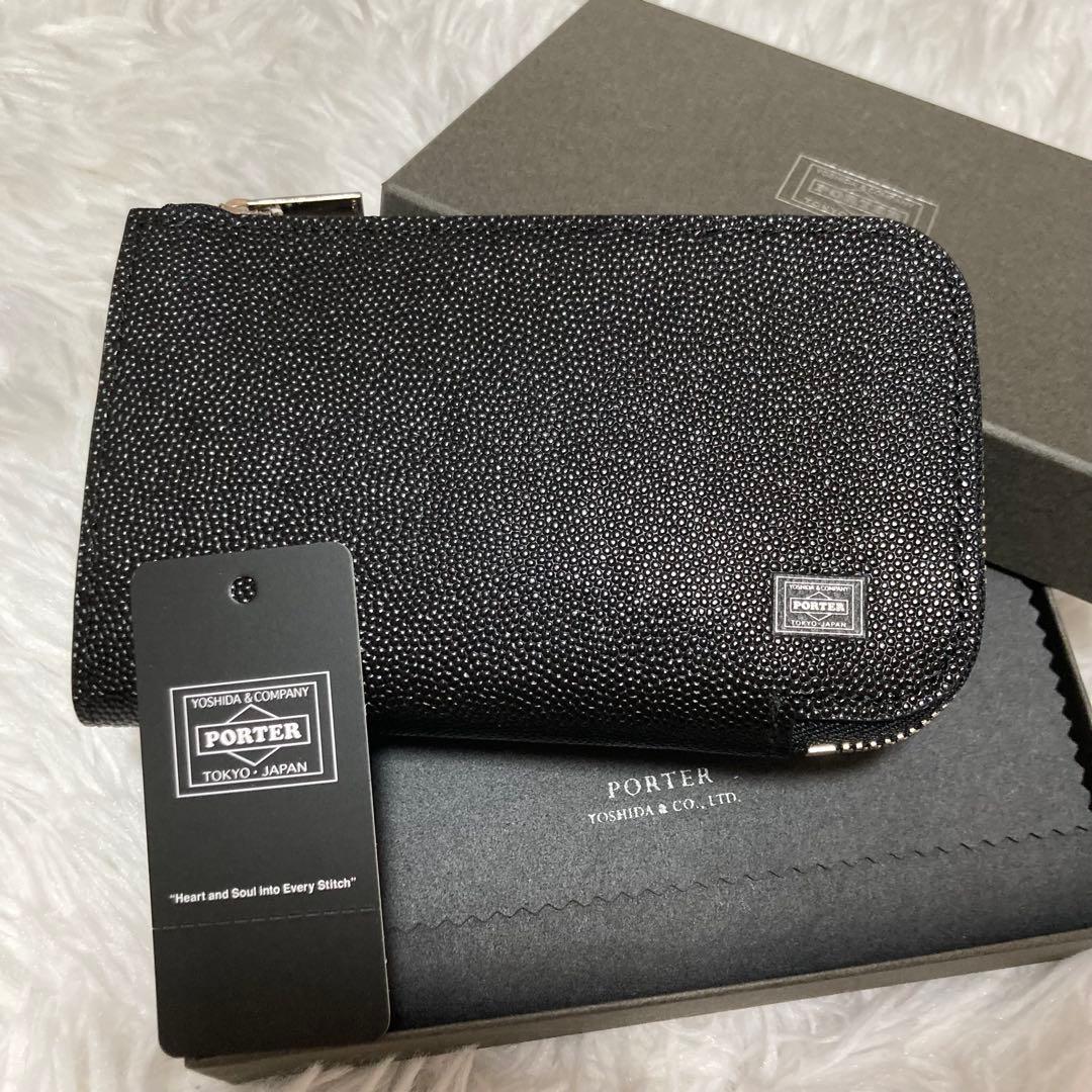 ポーター　エイブル　キーケース　名刺入れ　レザー　3連　L字　シボ革　ジップ