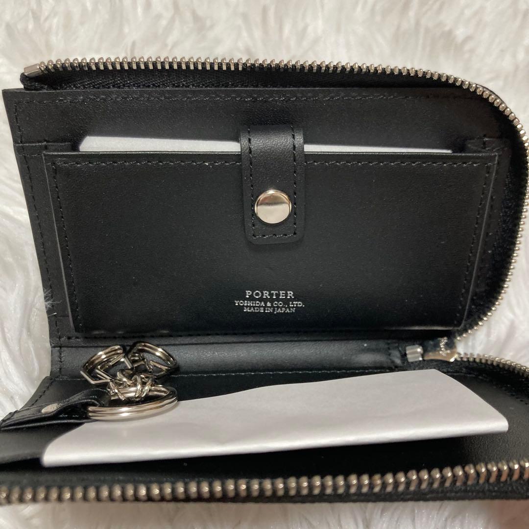 ポーター　エイブル　キーケース　名刺入れ　レザー　3連　L字　シボ革　ジップ
