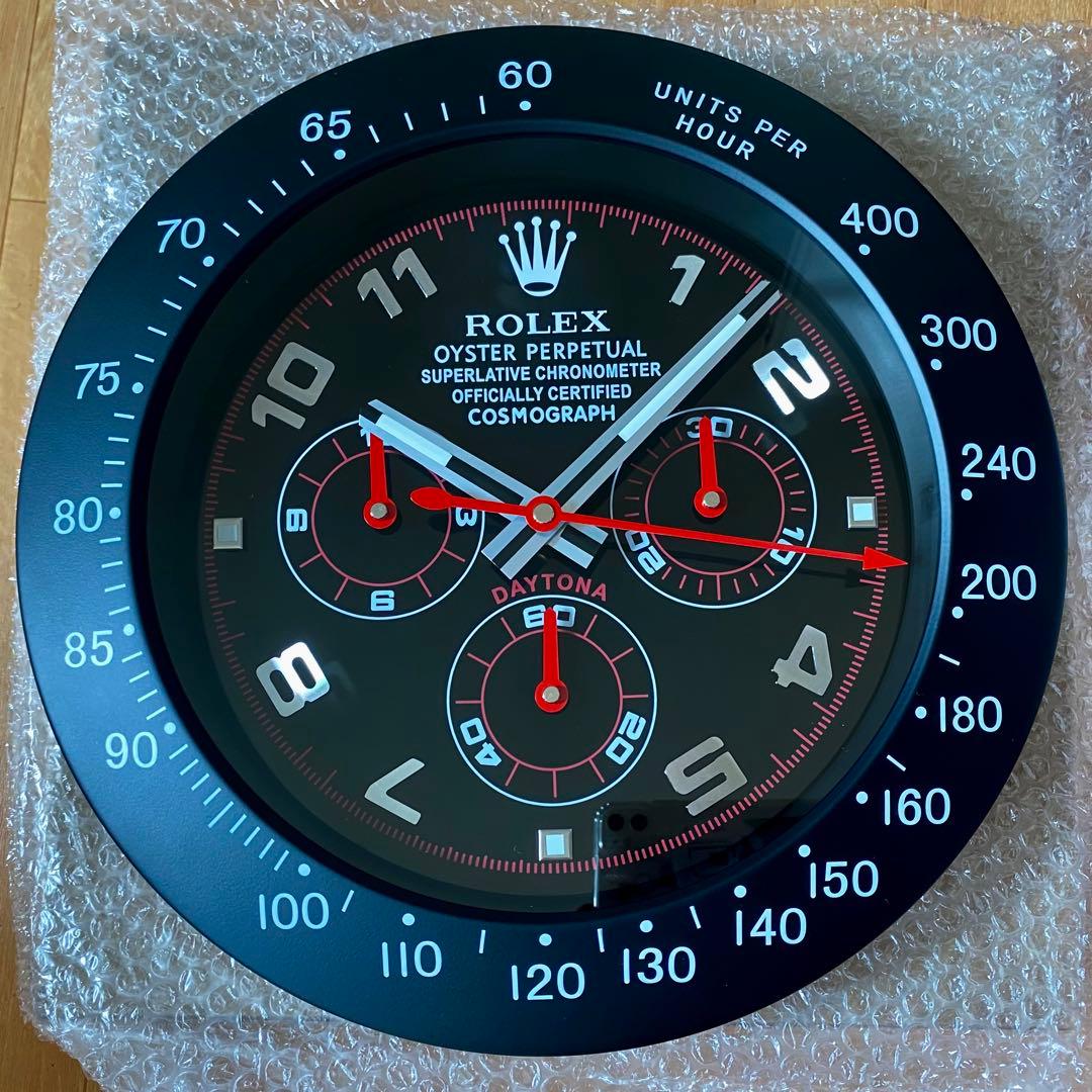 海外販促品 新品 ROLEX掛け時計 デイトナ ブラック／赤針！ レア