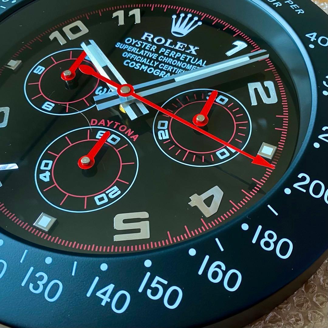 海外販促品 新品 ROLEX掛け時計 デイトナ ブラック／赤針！ レア
