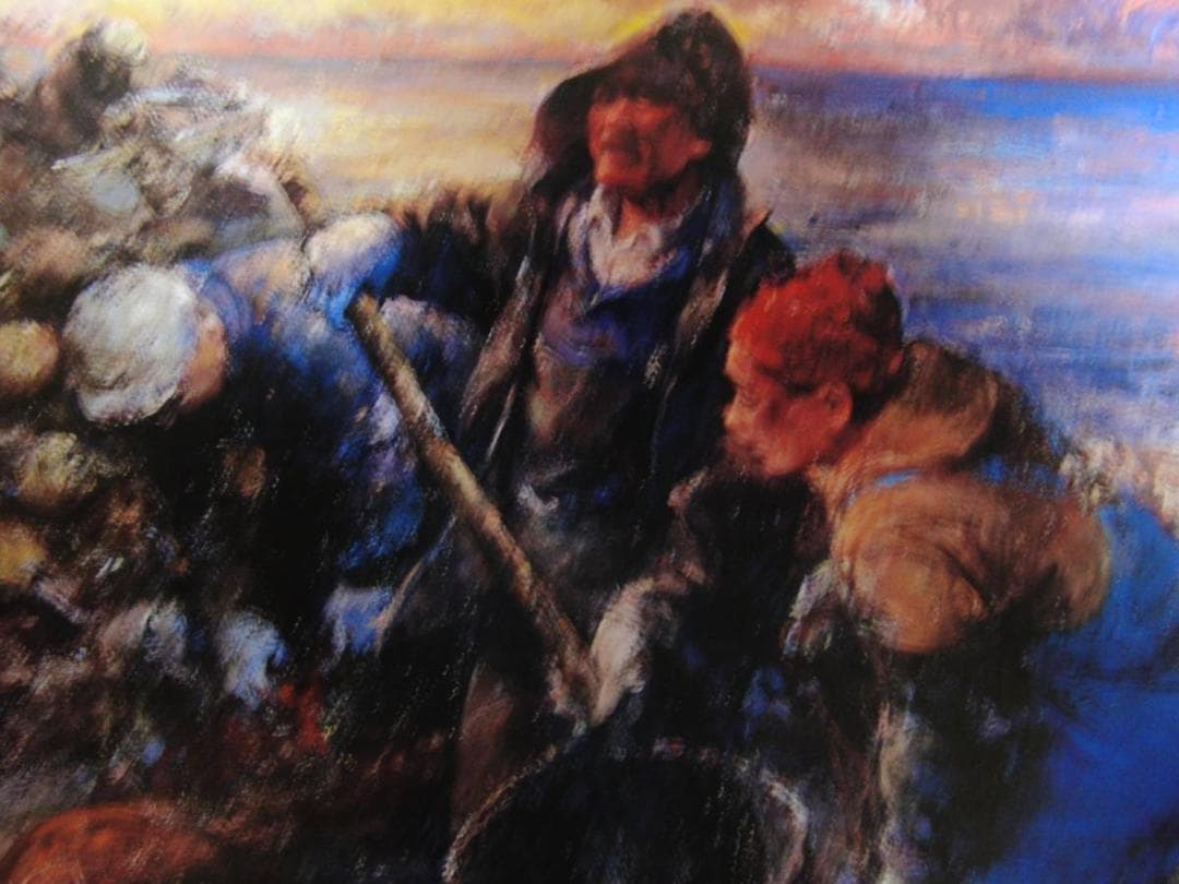 工藤和男、早暁、希少画集画、新品高級額・額装付、状態良好