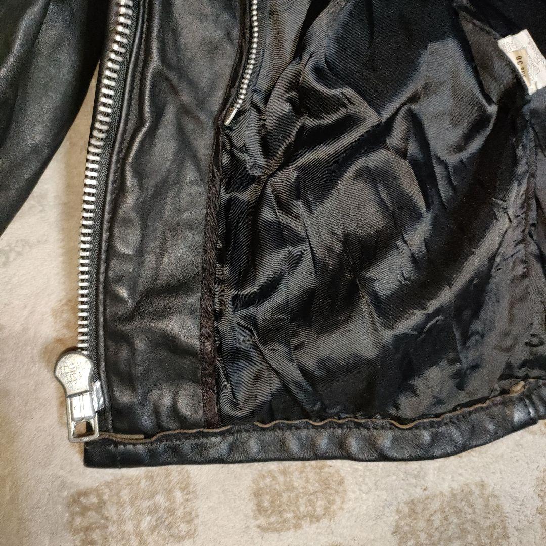 D*A様 人気定番Schot642襟付シングルライダースジャケット３８ダメなら交