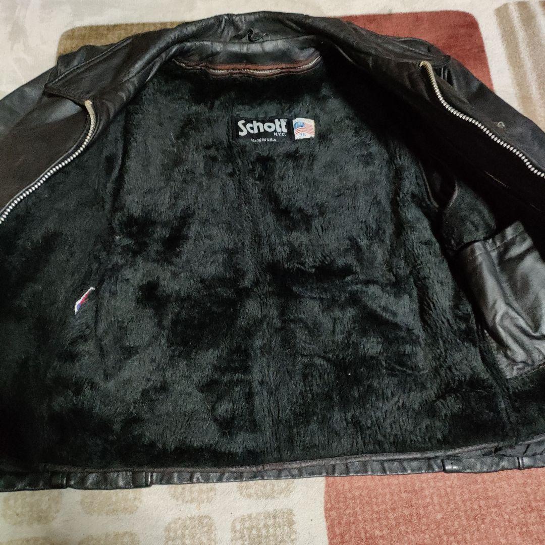 D*A様 人気定番Schot642襟付シングルライダースジャケット３８ダメなら交