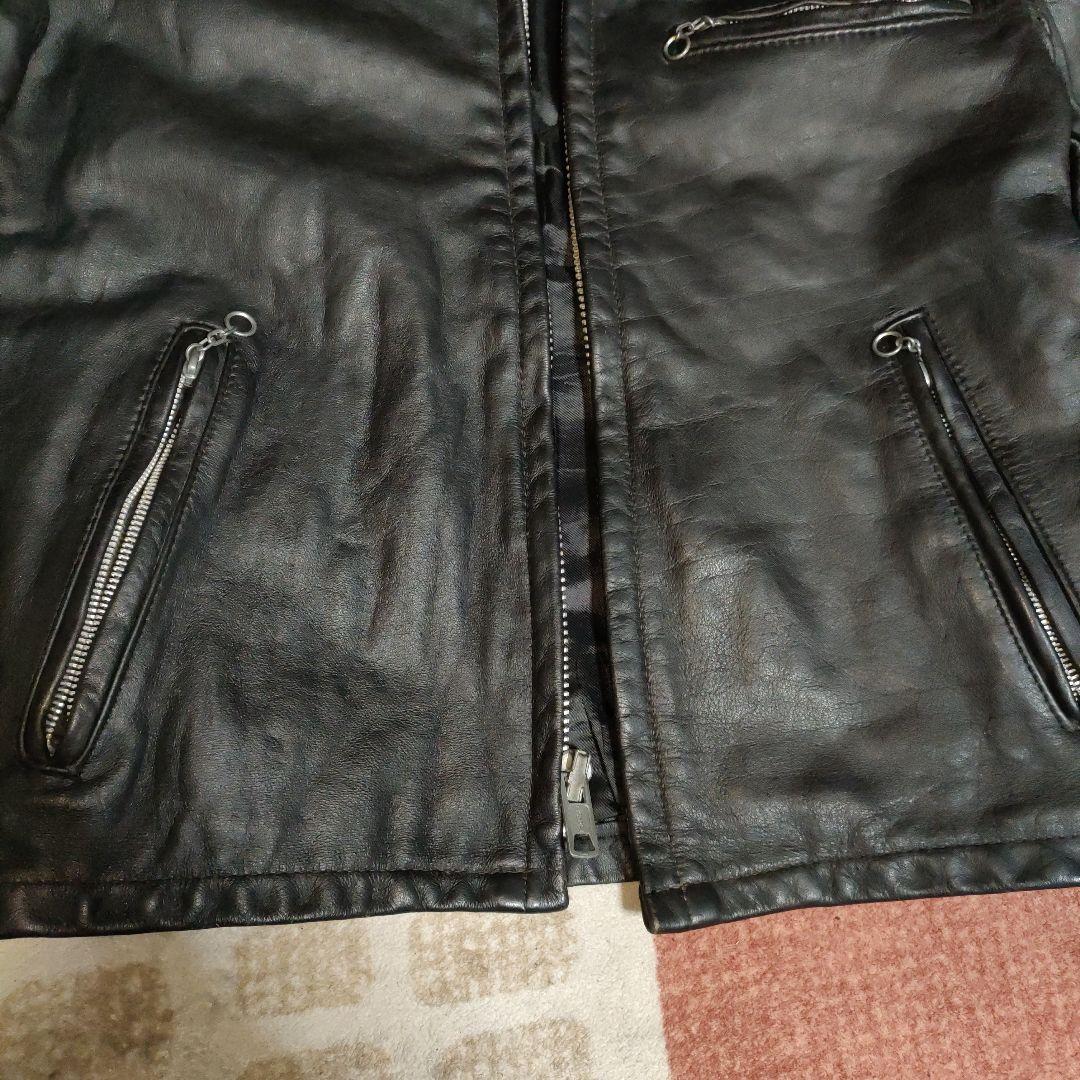 D*A様 人気定番Schot642襟付シングルライダースジャケット３８ダメなら交