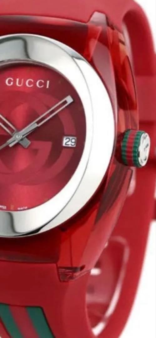 GUCCI レッド ラバーベルト 時計(メンズ)お値下げ