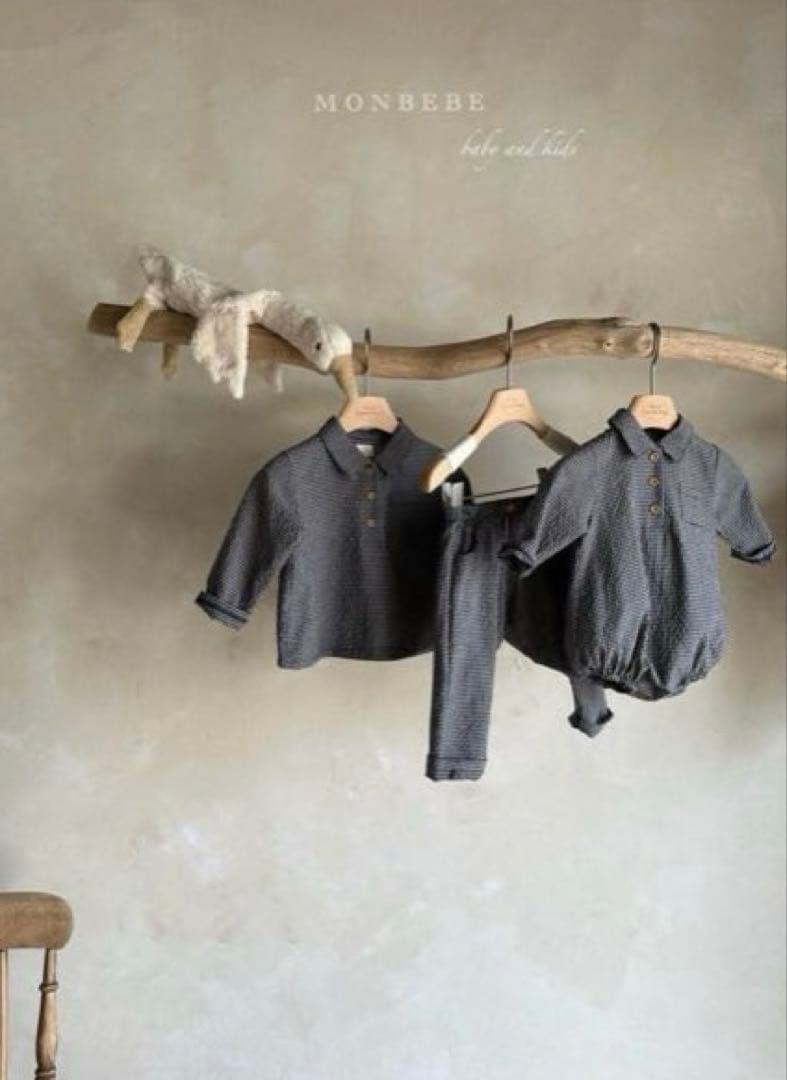 ♦︎新品♦︎monbebe ネイビー Mサイズ上下セット