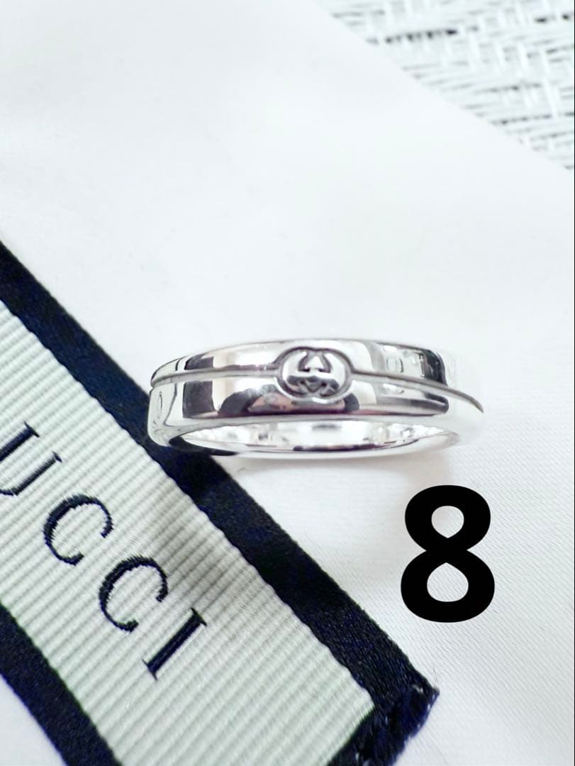 グッチ　表記　8 ダイアゴナル インターロッキングスリム 925 リング　指輪