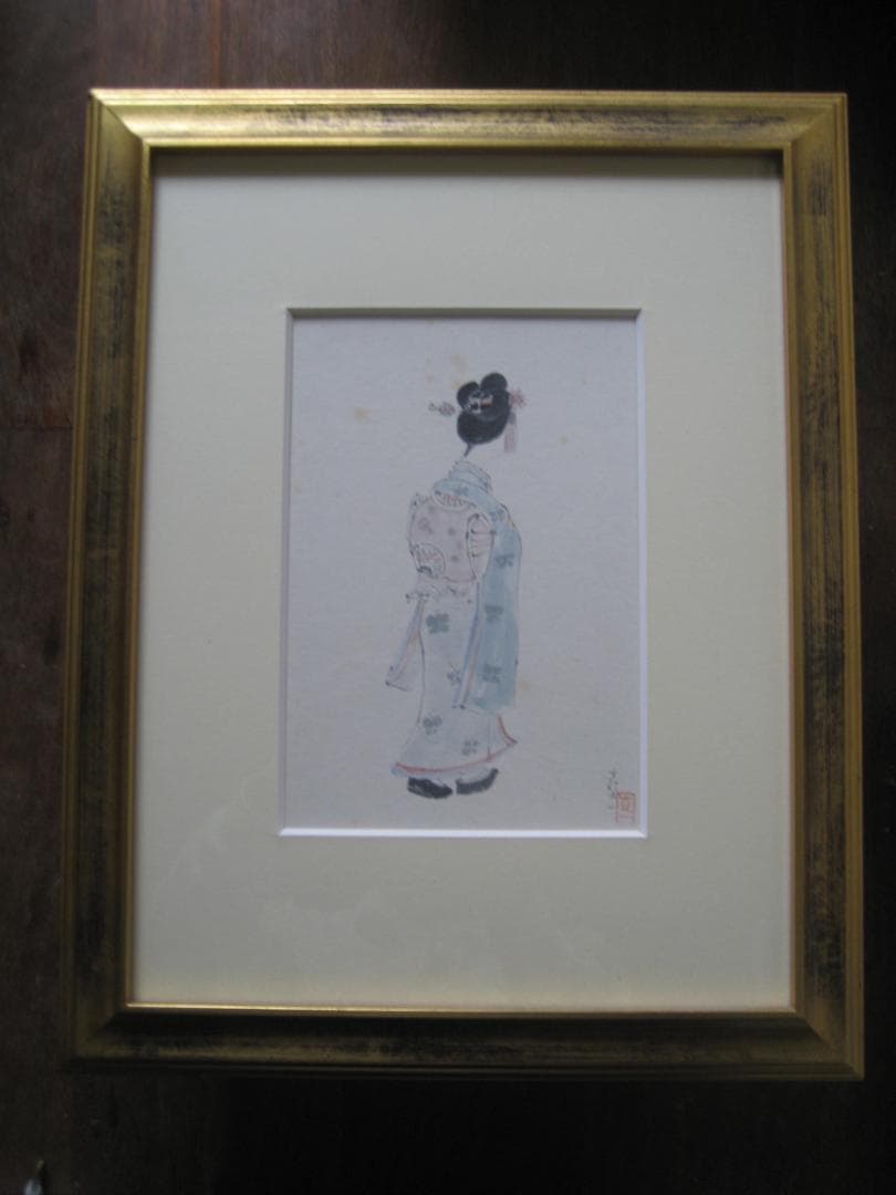 斎藤真一　明治の娘　色紙真筆昭和58年（1983）作