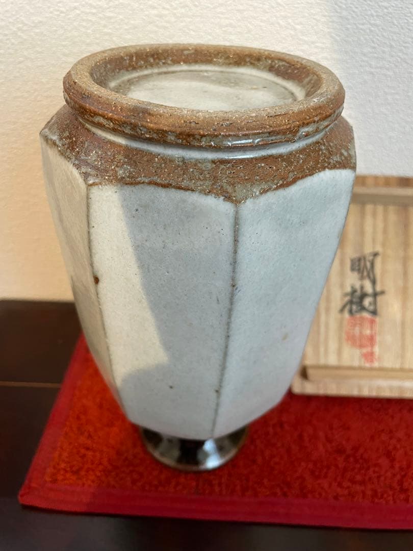 沖塩明樹　寒風春木窯 面取り花瓶　岡山 民芸　民藝　武内晴二郎