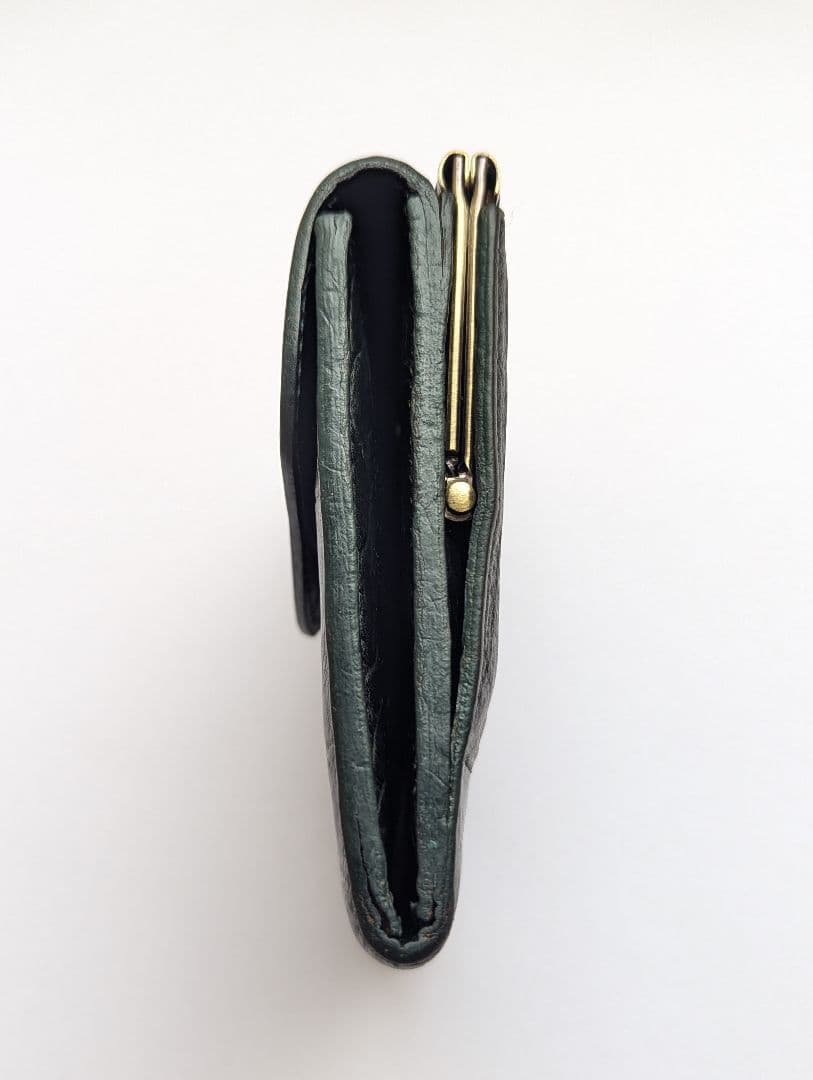 イルビゾンテ 2つ折り財布 がま口 ダークグリーン クロコ型押し 男女兼用