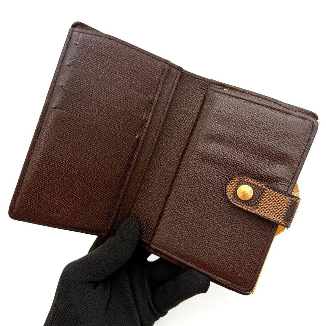 【美品】ルイヴィトン ダミエ エベヌ ヴィエノワ 二つ折り財布 N61674