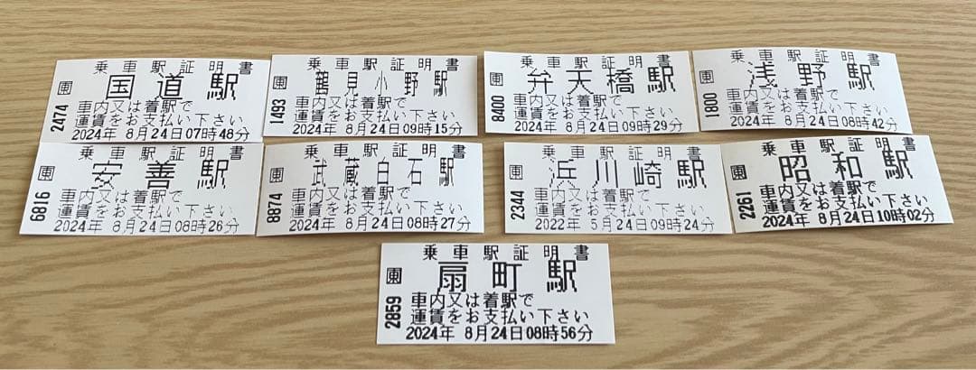 JR鶴見線(国道〜扇町)乗車駅証明書