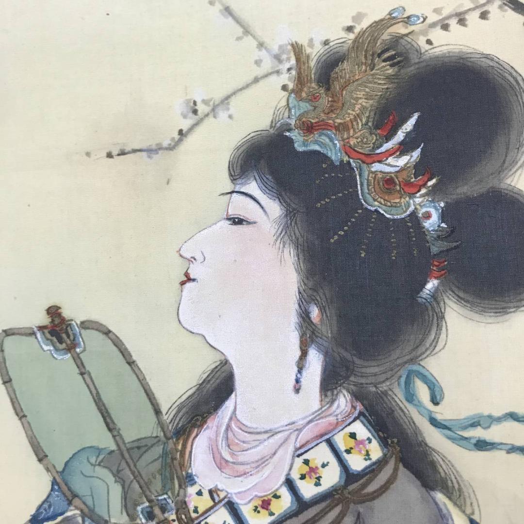 作者不詳/月梅に唐美人図/美人図/美人画/掛軸/名家伝来/AC-46