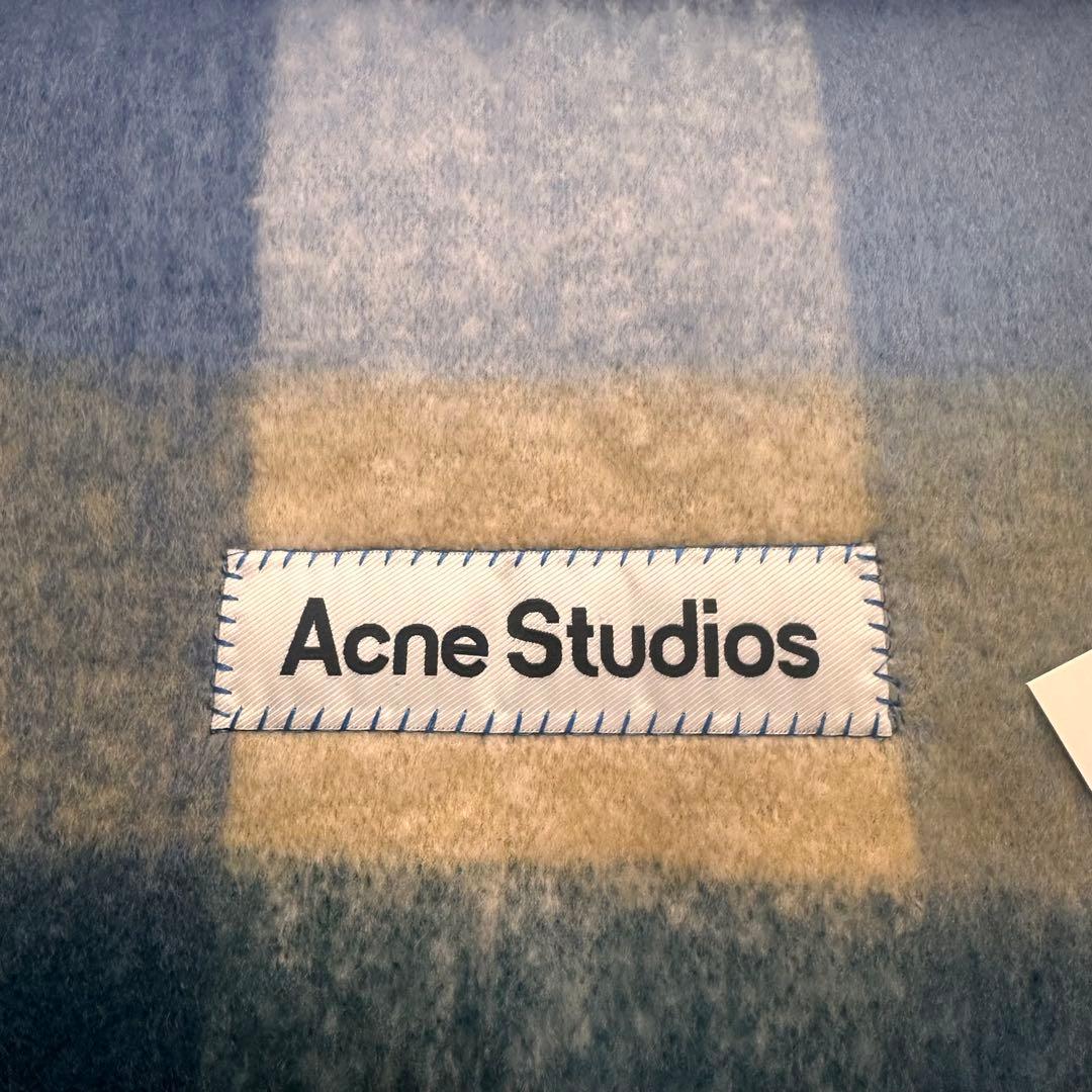 ブルー　ACNE STUDIOS 新品未使用 モヘアチェック柄スカーフ　マフラー