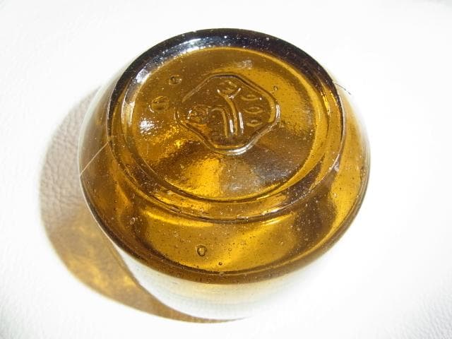 ◆希少 美品 大正1920年代◆資生堂 初期 茶色吹きガラスクリーム瓶