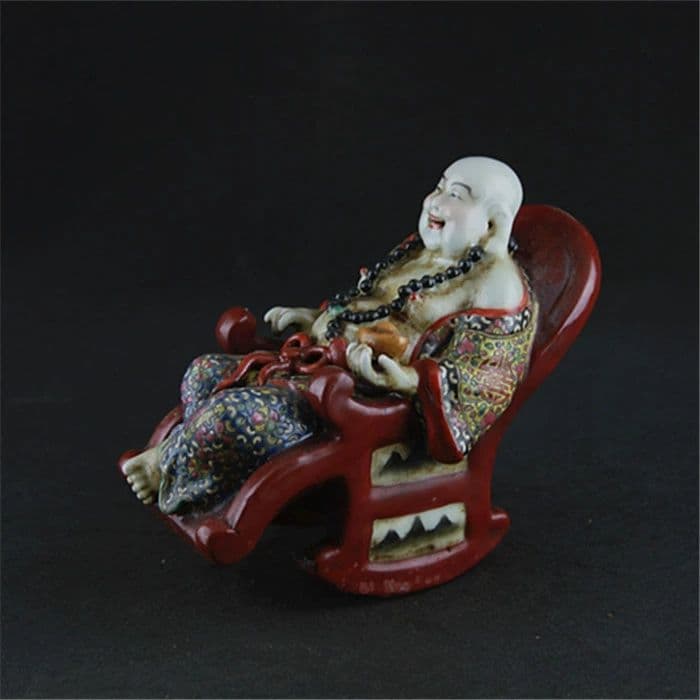 仏像 陶磁器 彩ロッキングチェア羅漢仏像 工芸品 置物