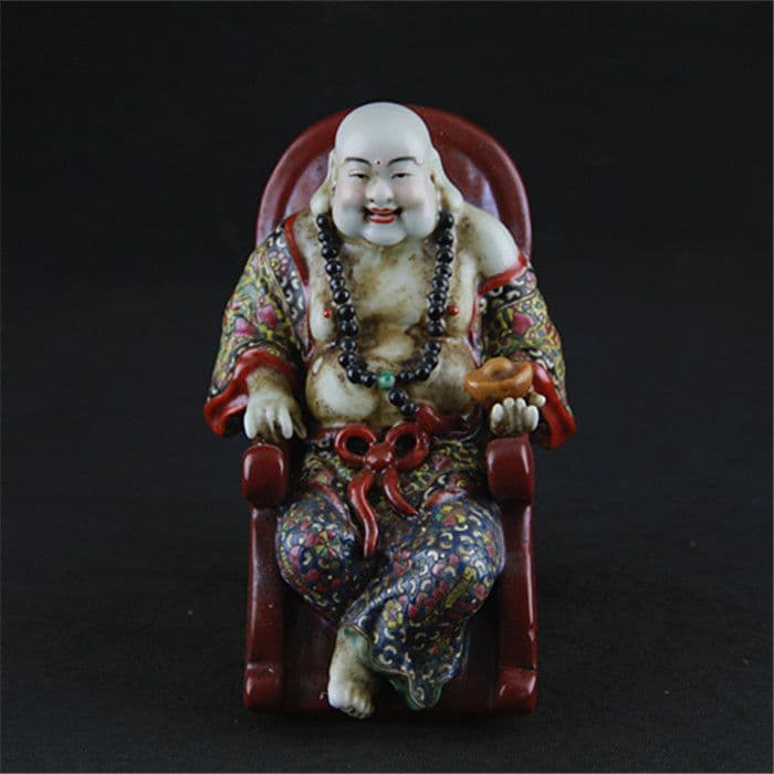 仏像 陶磁器 彩ロッキングチェア羅漢仏像 工芸品 置物