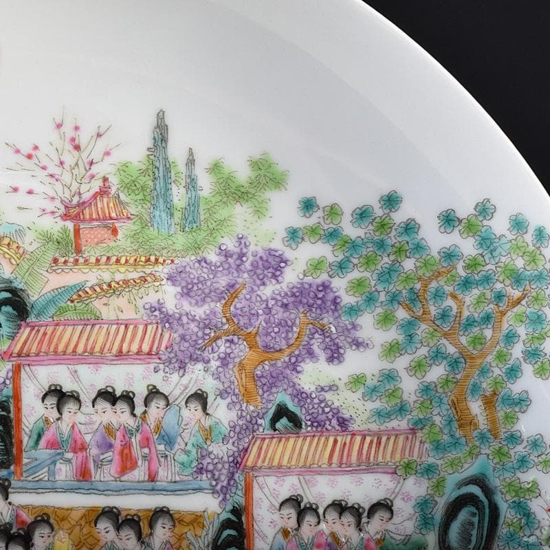 中国　乾隆年製款　粉彩　百美図盤　皿　M　R8820