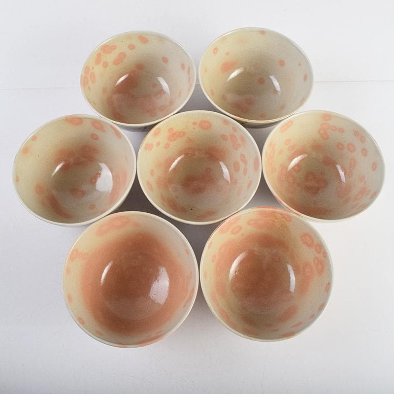 和食器　萬古焼　八幡窯　水車文　数茶碗　十四客　共箱　M　R9415B