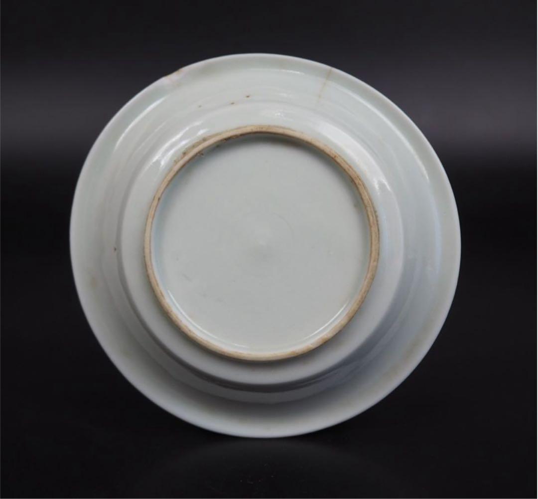 送料無料 清時代　南京白磁陰刻双喜小皿5枚　中国古玩