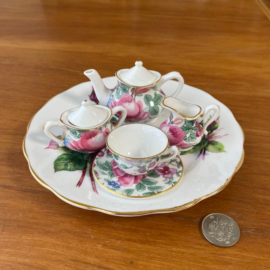 クラウンスタッフォードシャー チャンツ　ローズ　ブーケ　ミニチュア　ティーセット