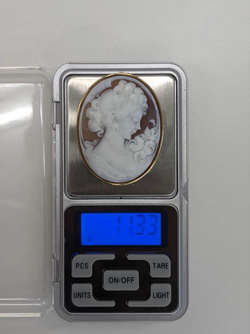 シェルカメオ K18 50mm ブローチネックレス V.Volpe作