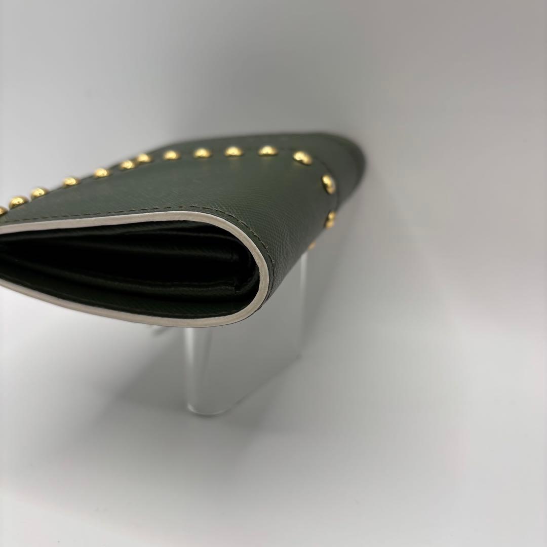 MARNI 二つ折り財布　スタッズ　グリーン　コンパクトウォレット　財布　緑