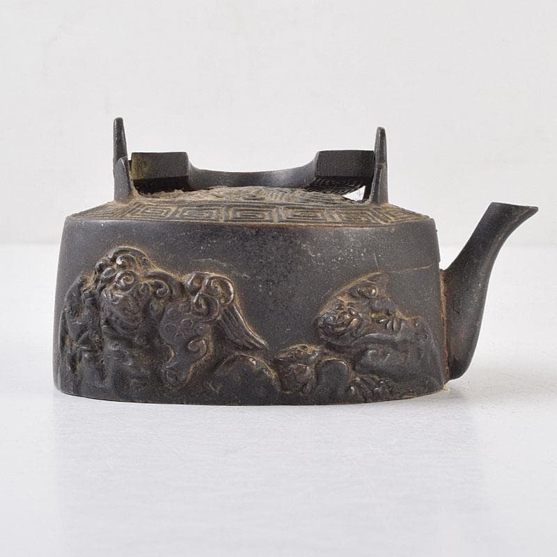 中国　古銅　神獣雷刻　水滴　書道具　V　R9176