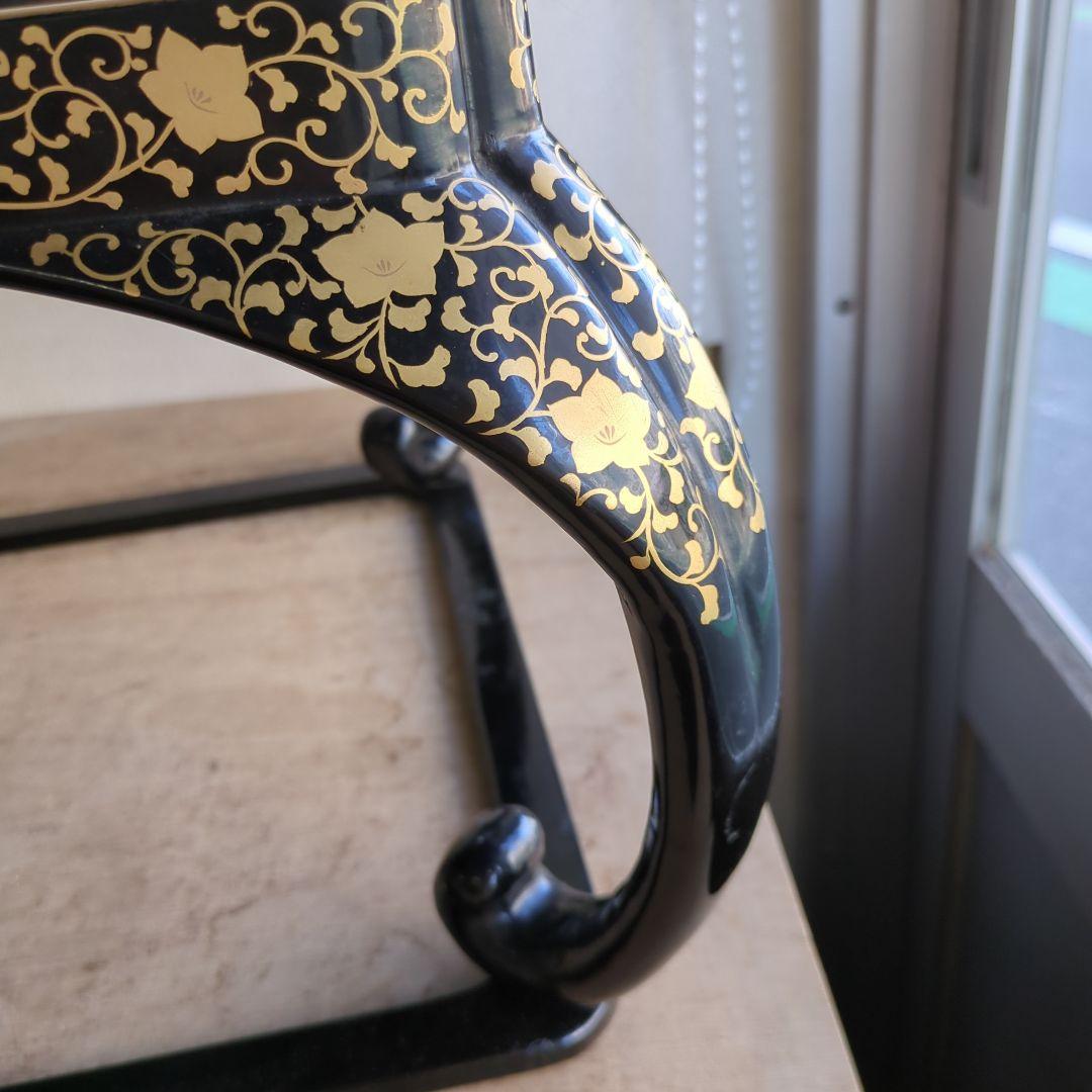 骨董 お膳 蒔絵 猫脚 高脚 木製 漆器 縁起柄 鶴亀 膳 台 飾り台 豪華