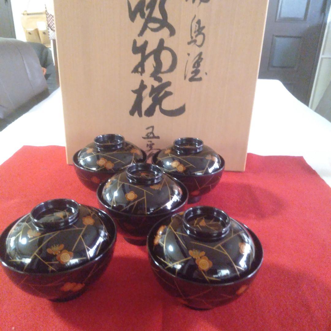 輪島塗稲忠漆芸堂謹製　椀五客未使用品