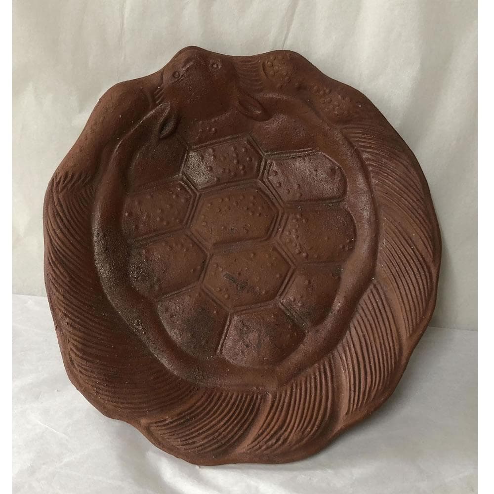 e2960 備前焼 亀甲皿 5枚 巾13～14cm せんべい皿 煎餅皿