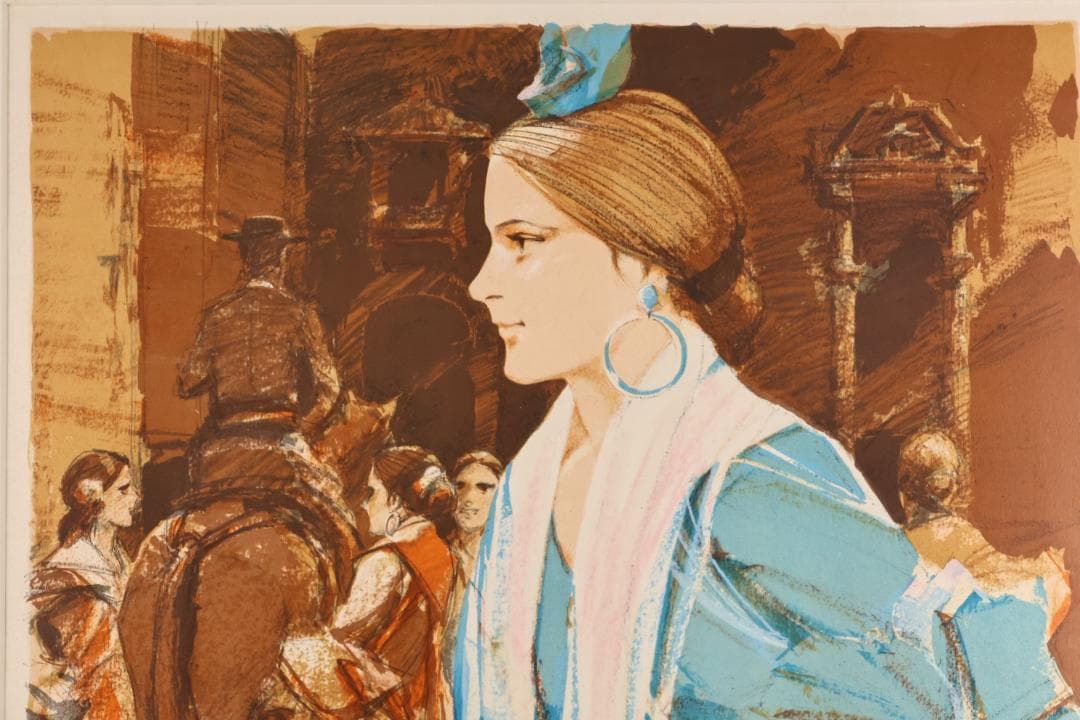 斉藤三郎　「 青色服の踊り子 」　リトグラフ　54/150　直筆サイン　BK24