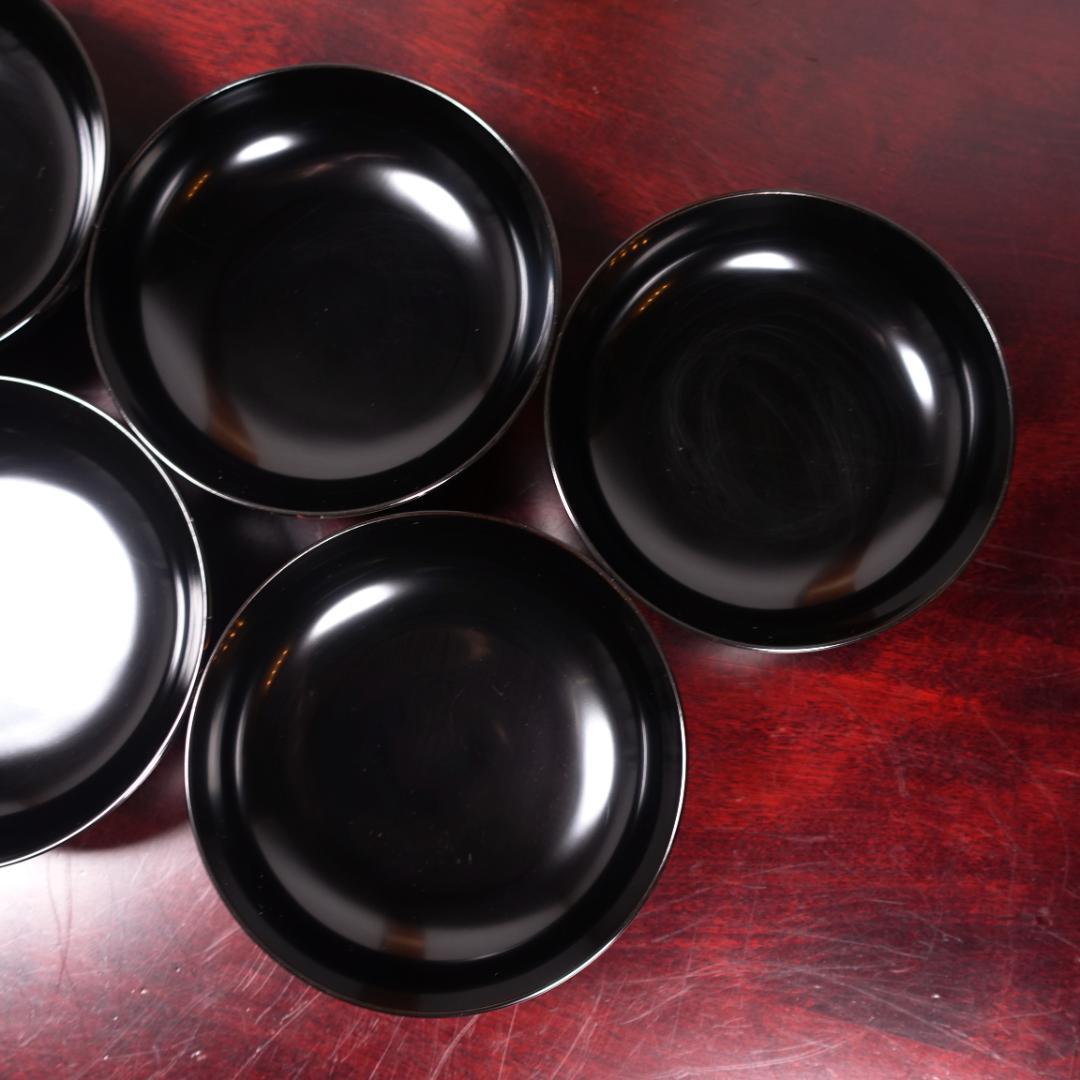 輪島塗 黒塗 扇蒔絵 煮物椀 5客 共箱 天然木製漆器