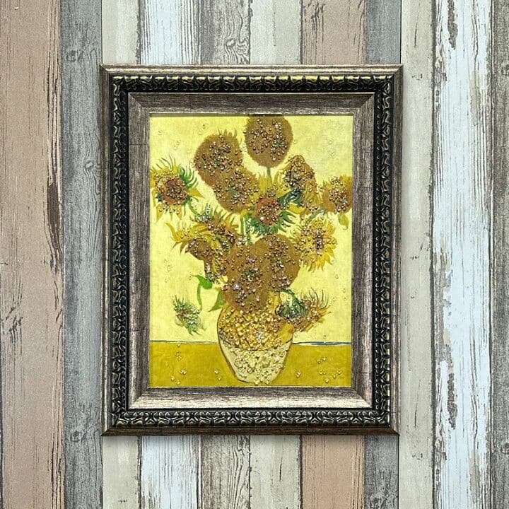 輸入雑貨　フィンセント・ファン・ゴッホ　絵画　『ひまわり』　水晶クリスタルアート