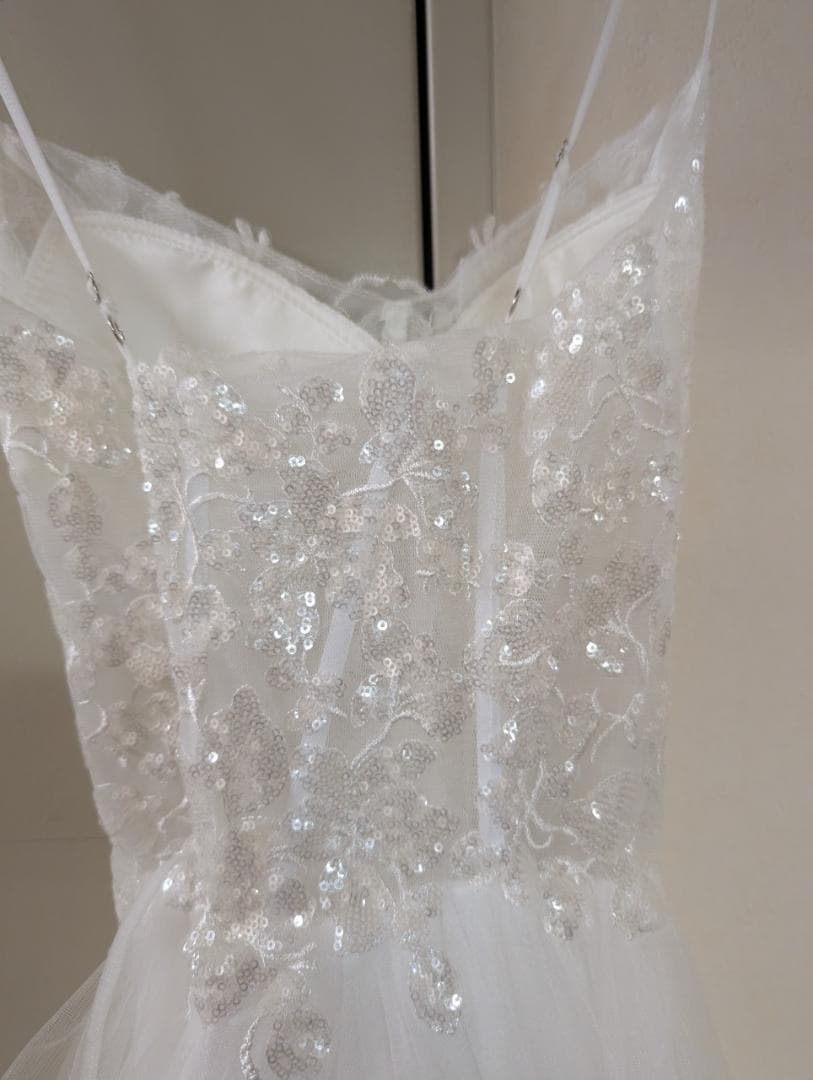 Sugar【Lip line】 スパンコール刺繍ロングドレス　ホワイト/Sサイズ