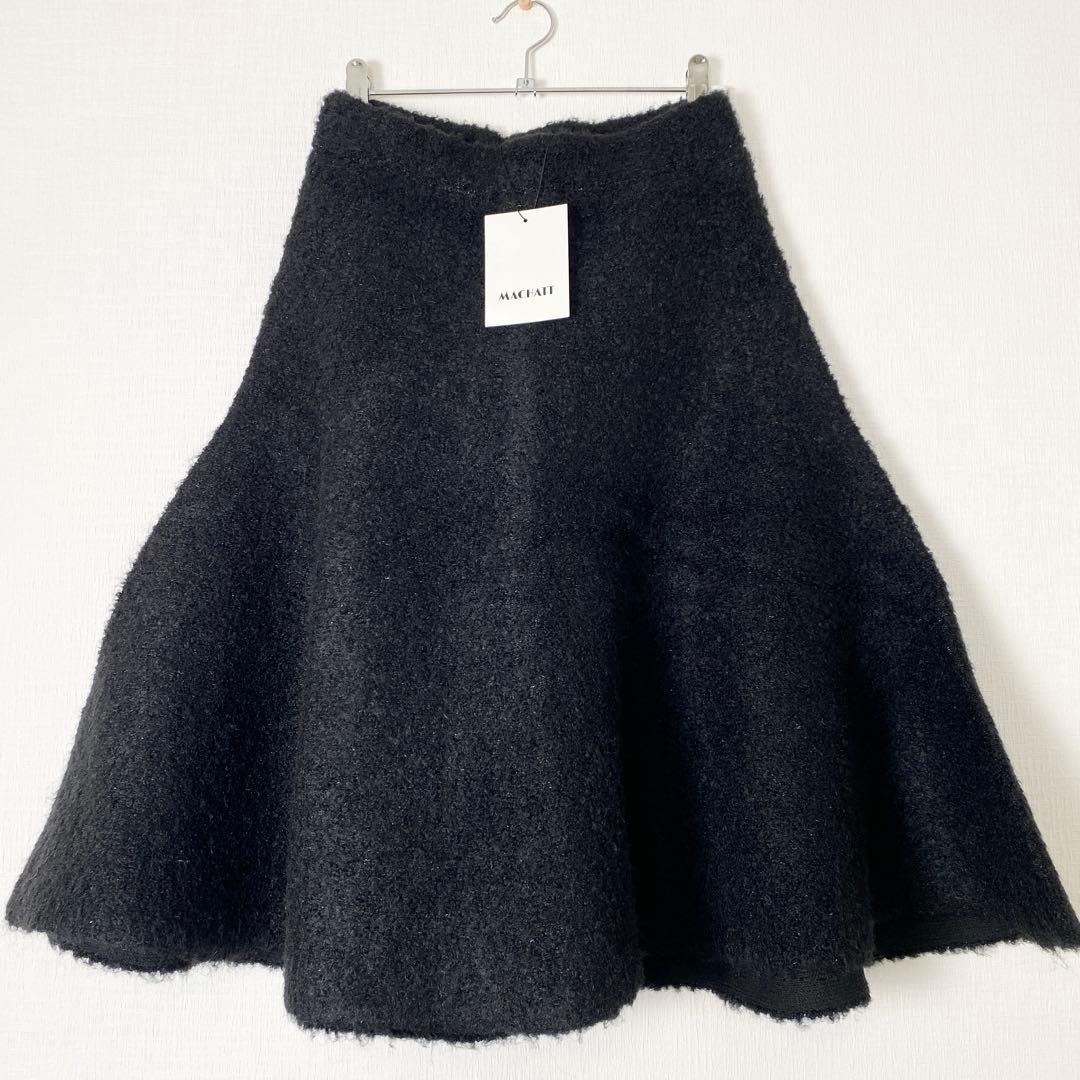 【美品】MACHATT マチャット　ブークレニットスカート　ブラック　タグ付き