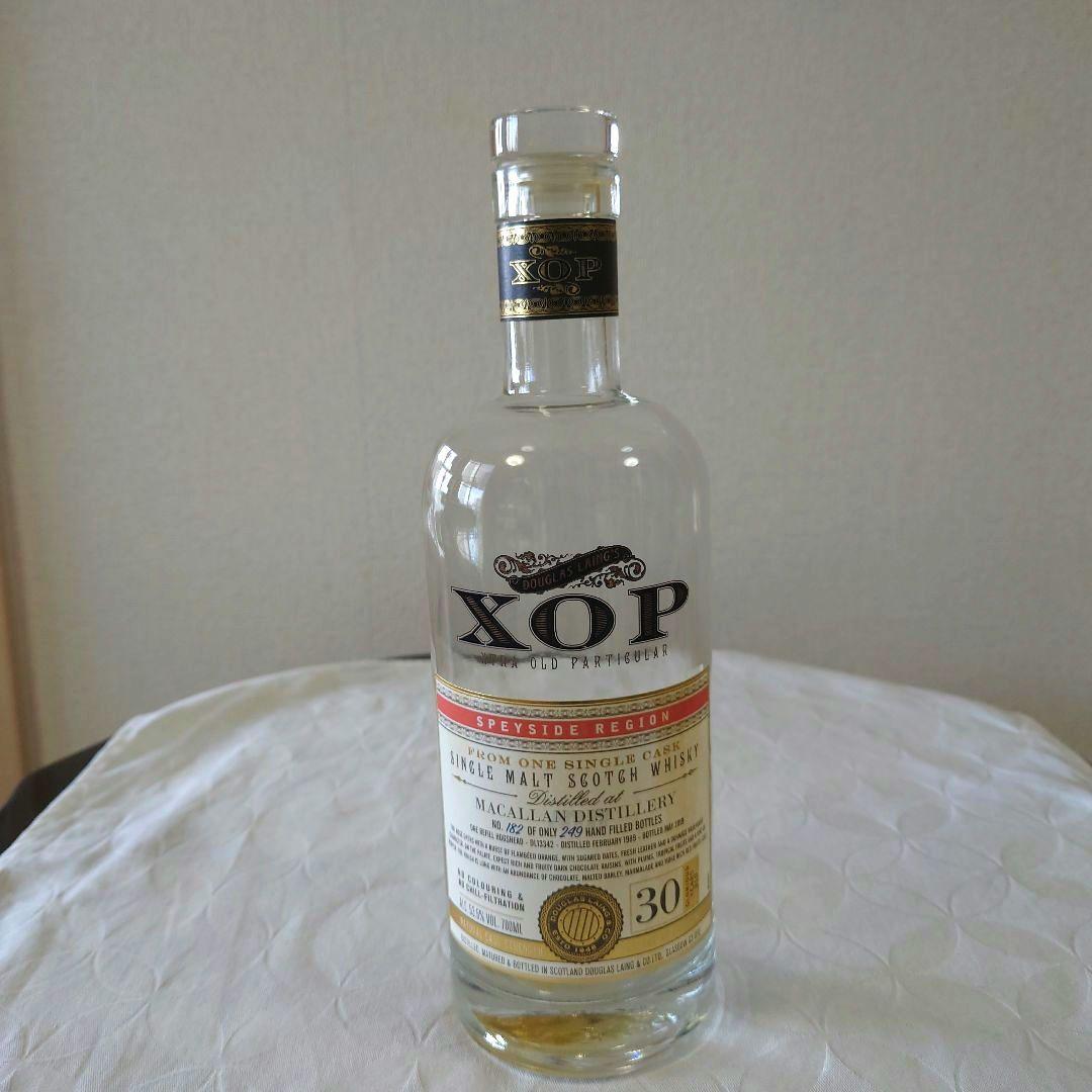 ウィスキーマッカラン１９８９ ３０年XOPダグラスレイン７００m空瓶l木箱付