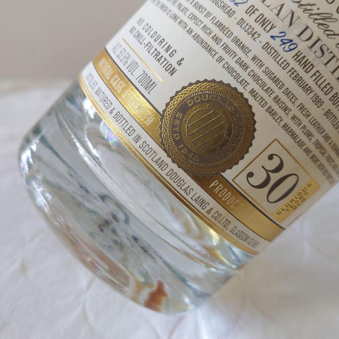 ウィスキーマッカラン１９８９ ３０年XOPダグラスレイン７００m空瓶l木箱付