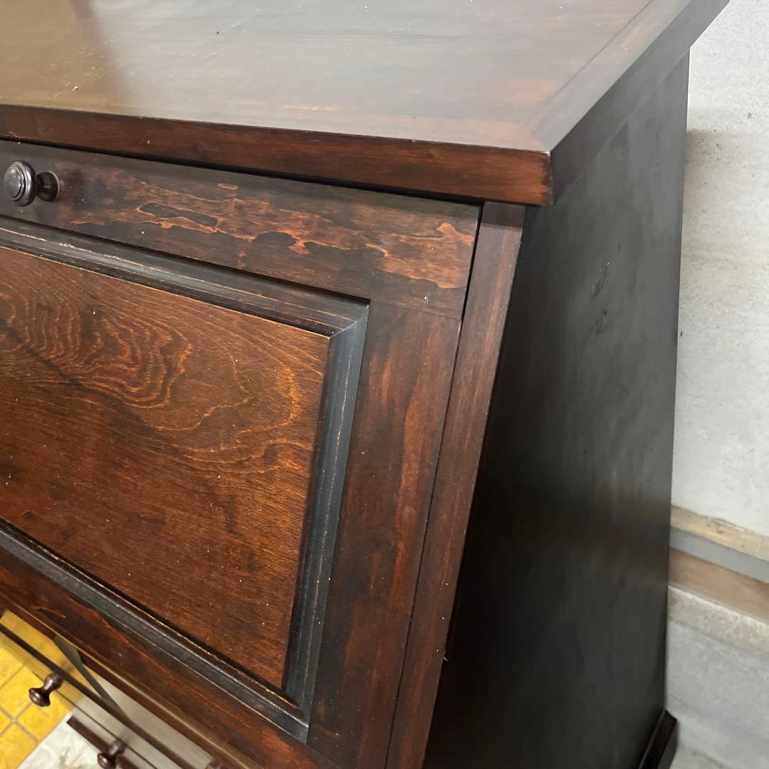 民藝家具 ライティングビューロー 木製 書き机 収納 ダークブラウン