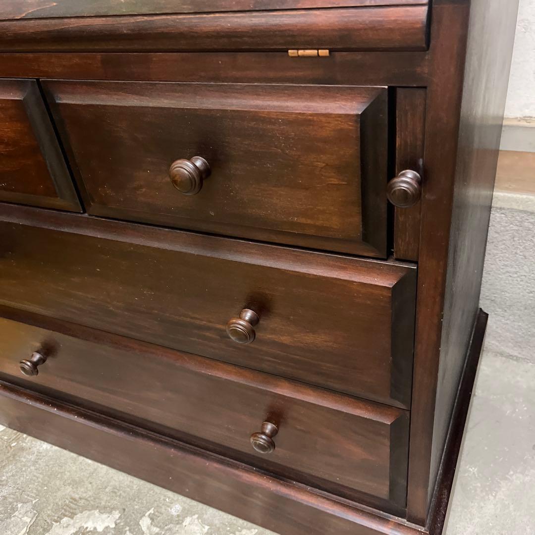 民藝家具 ライティングビューロー 木製 書き机 収納 ダークブラウン