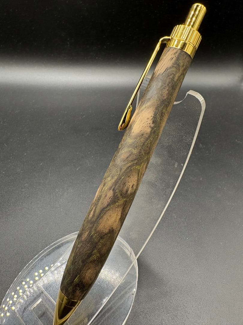 535超極上　黒柿　孔雀杢　木軸シャーペン　ボールペン