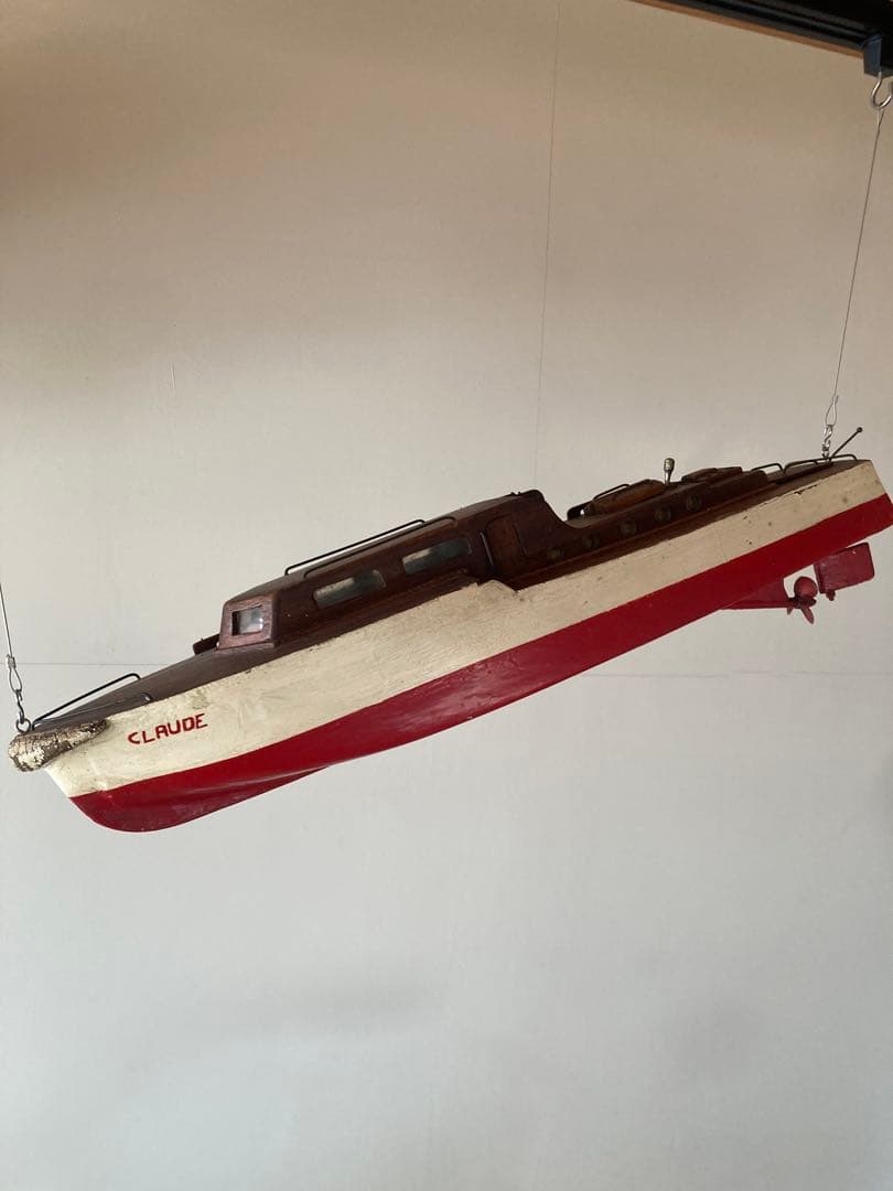 フランス製1940-50年代ハンドメイドビンテージシップボート　船　模型