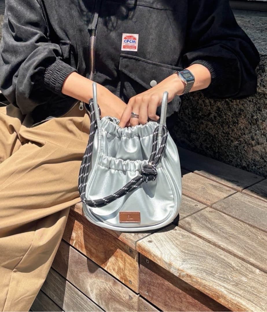 CPCM FUKA'S企画　PUパラコードギャザーミニショルダーバッグ シルバー