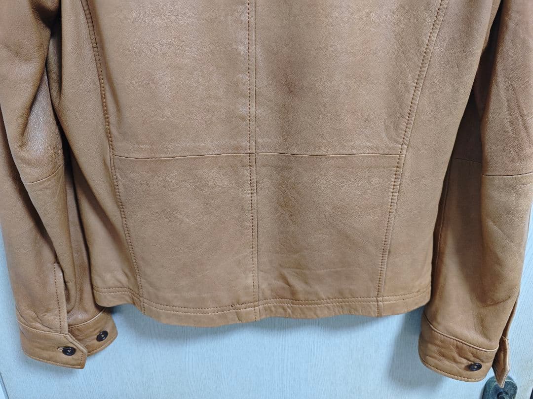 SHIPS シングルライダースジャケット S キャメル