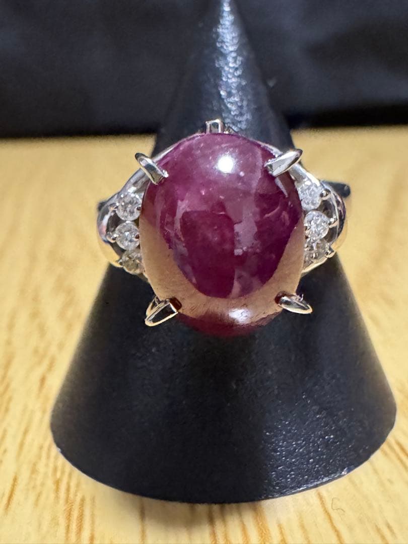 新春限定❗️レトロPt900 バイオレットスターサファイアとダイヤリング