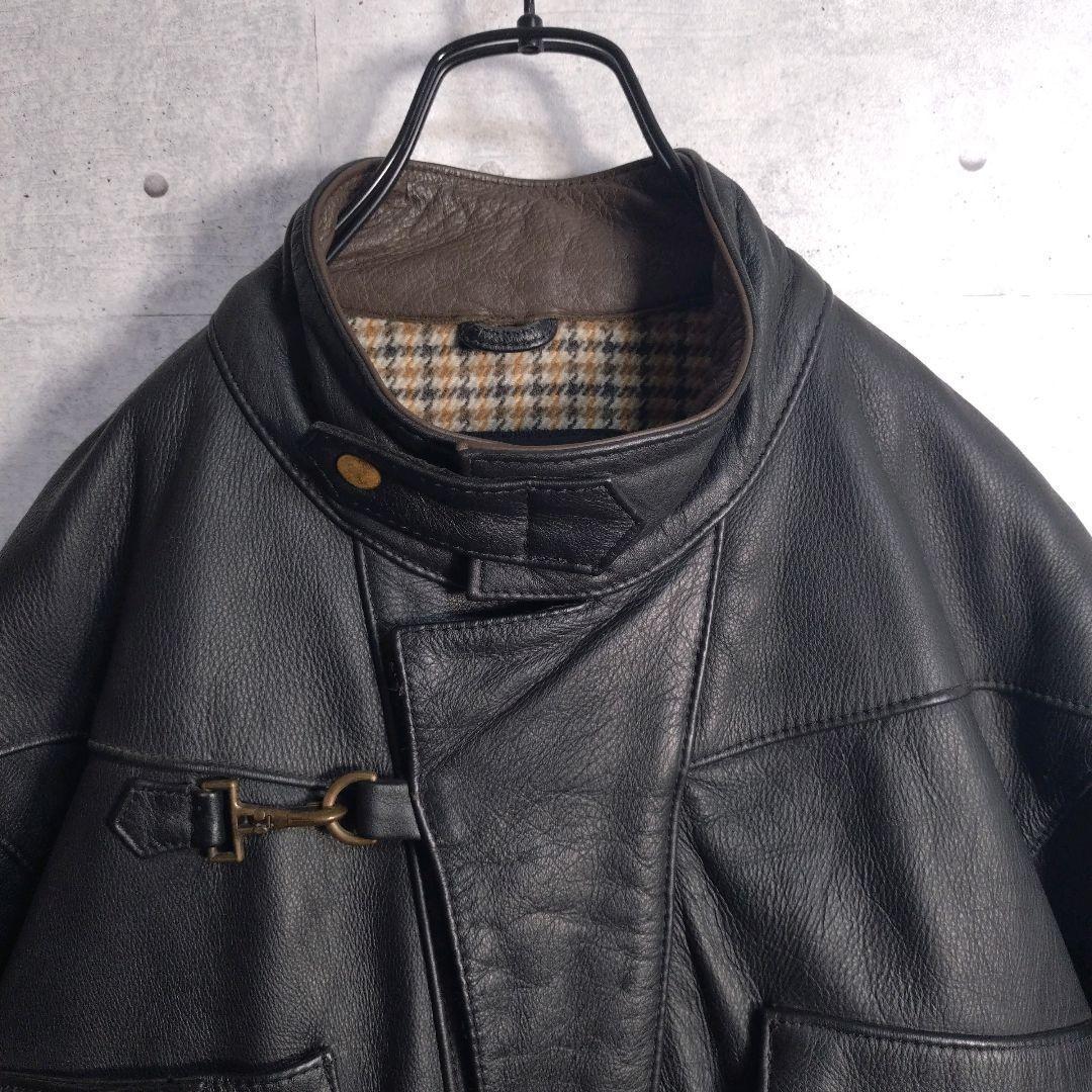 カドヤ★超希少 リアルレザー 牛革 エルボーパッチ ライダースジャケット 黒 L