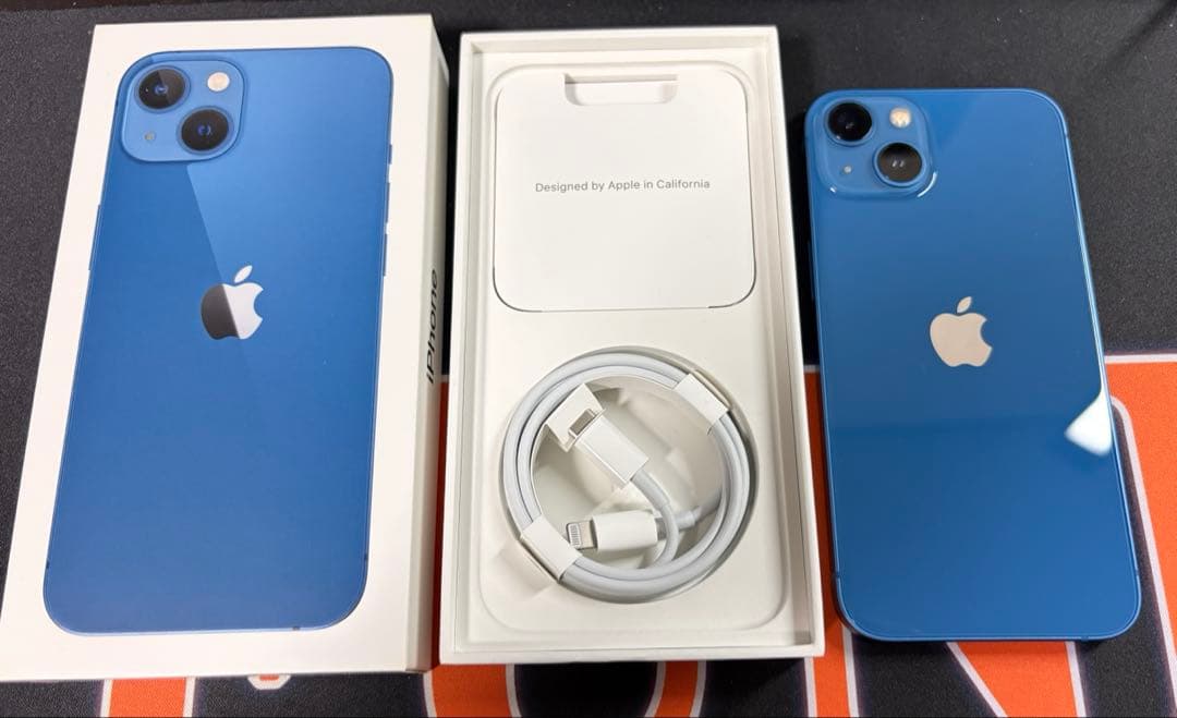 iPhone13 SIMフリー 128GB ブルー 動作良好 画面無傷 外装無傷