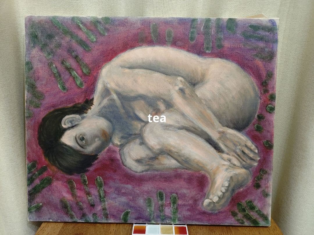 内省的な女性像 油彩画 原画 F8 一点もの